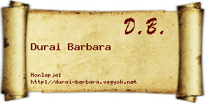 Durai Barbara névjegykártya